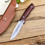 Portable Fruit Knife With Knife Sheath Multi-purpose Knife Red Rosewood Handle 4R15 Stainless Steel High Hardness Straight Knife - Image 4