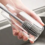 Silicone Milk Bottle & Cup Cleaning Brush, Long Handle Glass Cleaner for Drink Bottles, Glasses & Kitchen Use