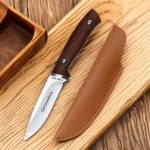 Portable Fruit Knife With Knife Sheath Multi-purpose Knife Red Rosewood Handle 4R15 Stainless Steel High Hardness Straight Knife