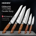 HEZHEN 1PC or 5PC Kitchen Knife Set 1.4116 steel Red Wood Handle Cook Tools Core Blade Kitchen Knife Accessories Box Packing