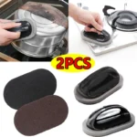 Magic Emery Sponge Brush with Handle Reusable Wipe Eraser Cleaner Kitchen Pot Brush BBQ Strong Decontamination Cleaning Tools