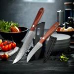 Damascus Steel Kitchen Utility Knives Boning Meat Cleaver Chef Knife Barbecue Steak Sushi Cutter Fruit Paring Tools with Sheath