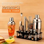 20/23/25Pcs Stainless Steel Bar Cocktail Shaker Set Complete Bartender Kit, Home Bar Party Martini Drink Mixer Jigger Bar Tools